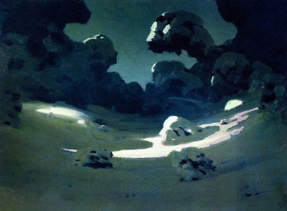 Moonlight in a Forest. Winter (1908) - Arkhip Kuindzhi Tablo
