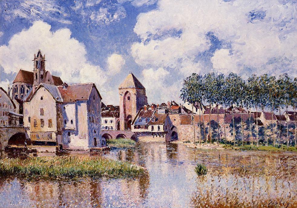 Moret sur Loing the Porte de Bourgogne (1891) - Alfred Sisley Tablo