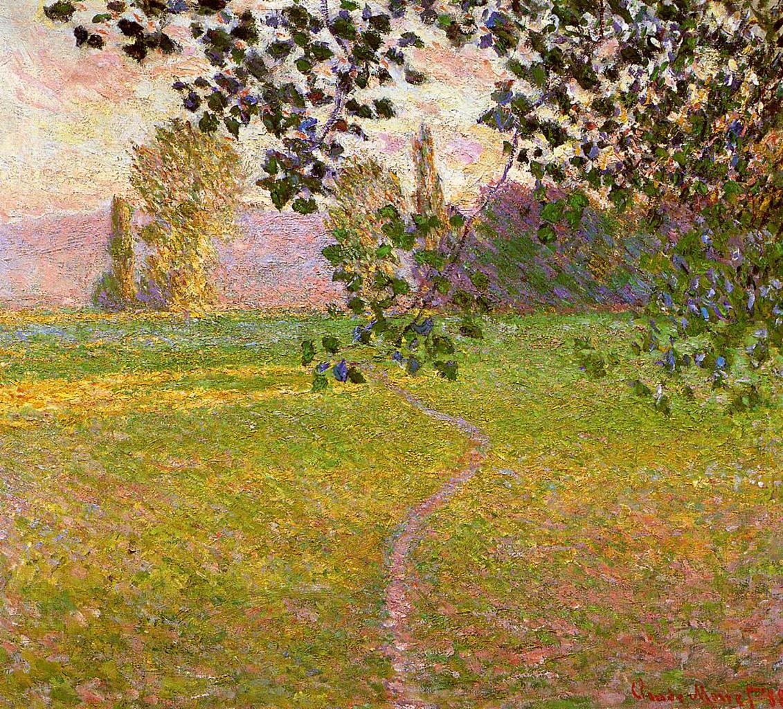 Morning Landscape, Giverny (1888) - Claude Monet Tablo