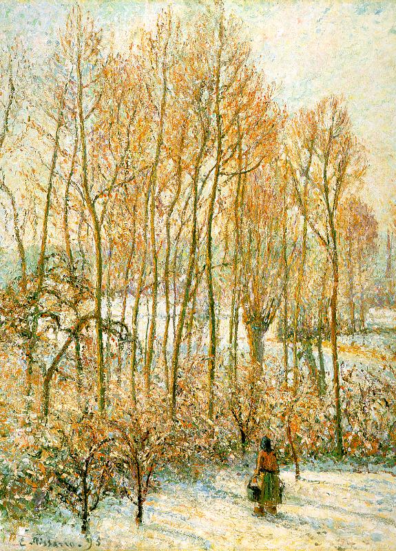 Morning Sunlighton the Snow, Eragny sur Epte (1895) - Camille Pissarro Tablo