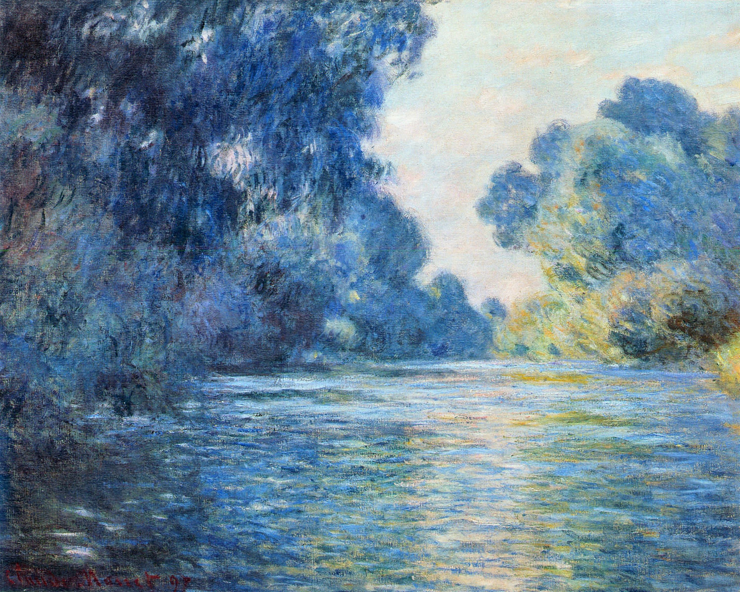 Morning on the Seine at Giverny 02 (1897) - Claude Monet Tablo