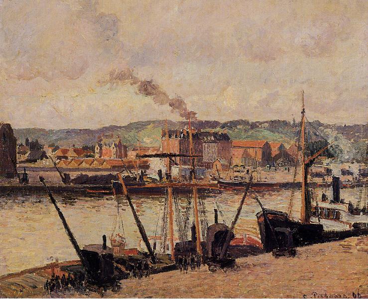 Morning, Rouen, the Quays (1896) - Camille Pissarro Tablo