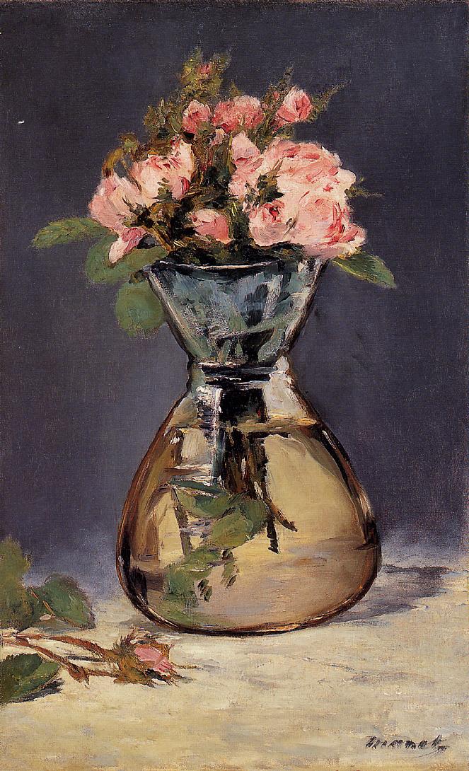 Moss Roses in a Vase (1882) - Edouard Manet Tablo