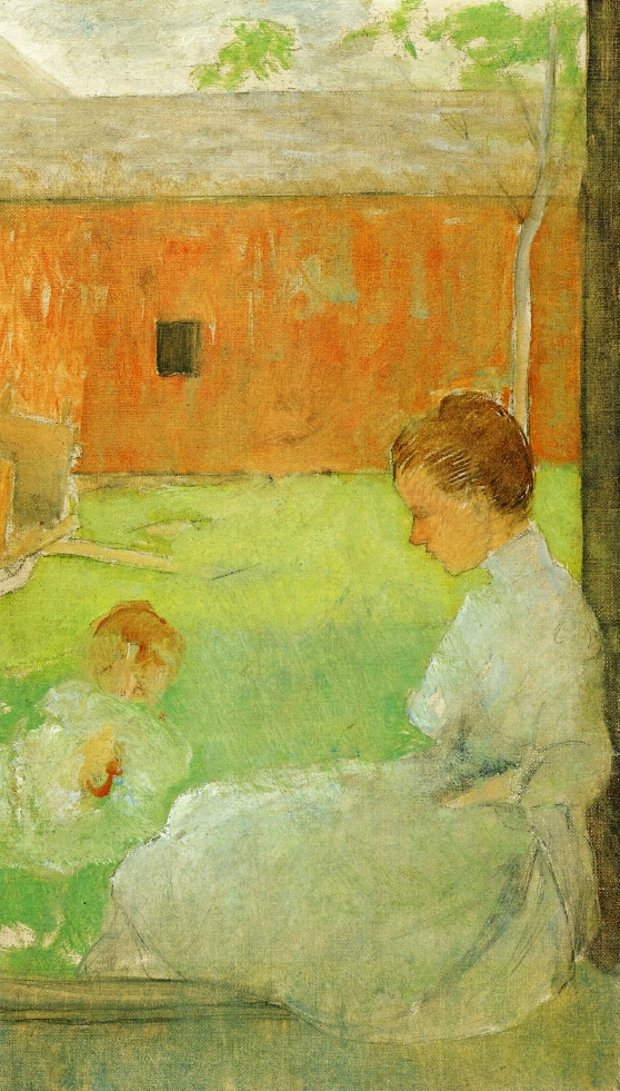 Mother and Child - Julian Alden Weir Tablo