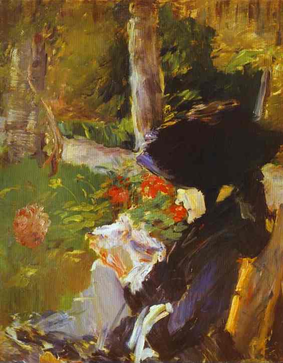 Mother in the Garden at Bellevue (1880) - Edouard Manet Tablo