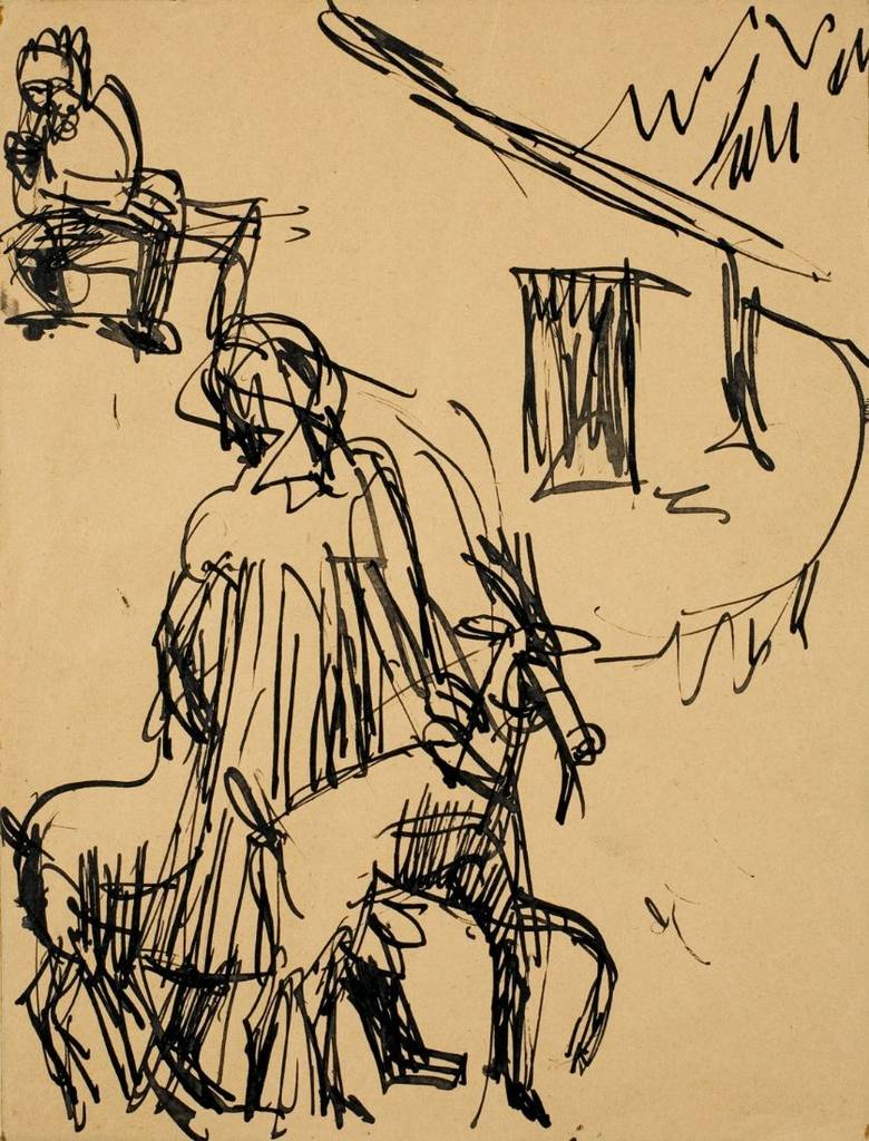 Mountain Hut with Goat - Ernst Ludwig Kirchner Tablo