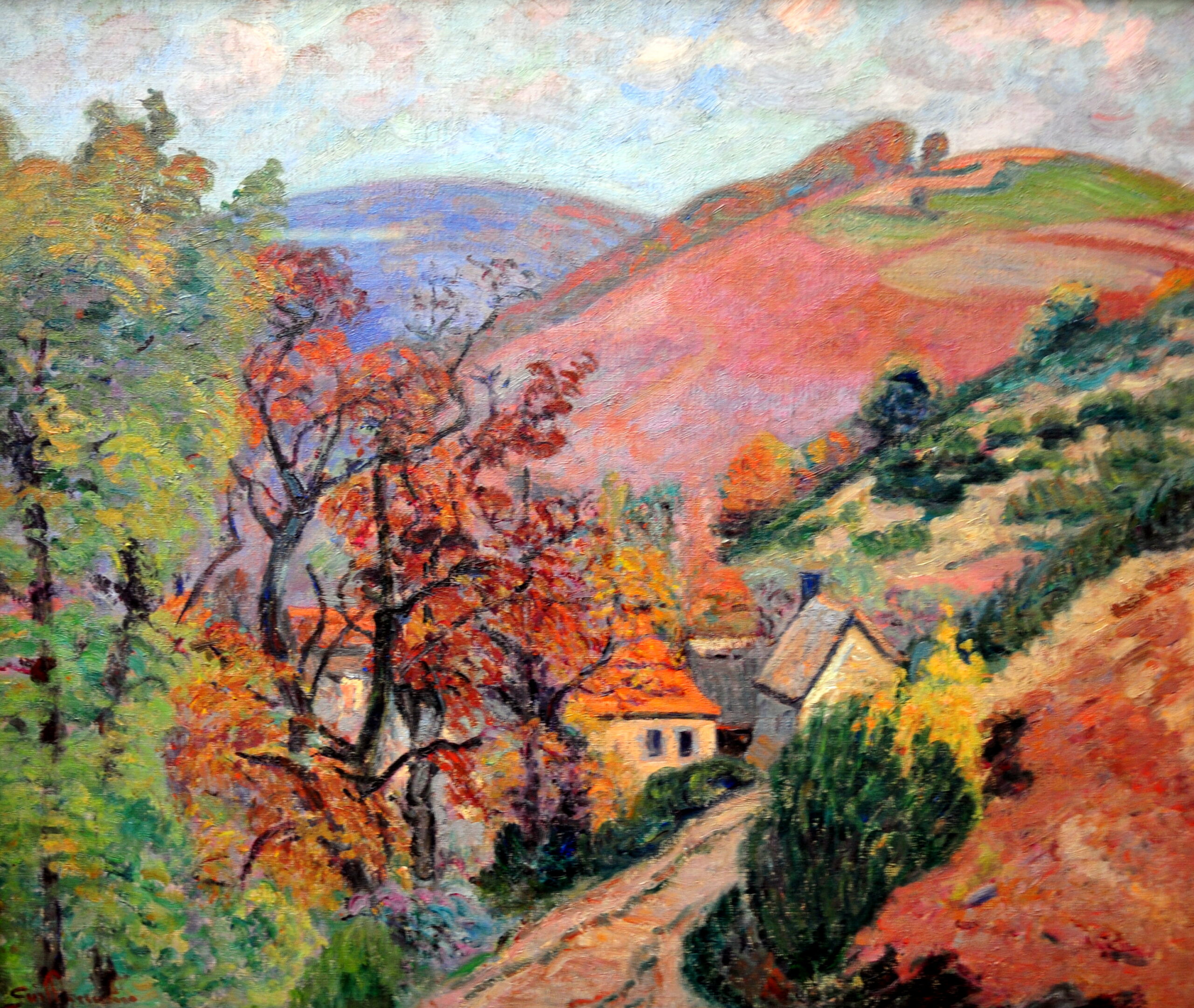 Mountain Landscape Pontgibaud, village in Peschadoire (1895) - Armand Guillaumin Tablo