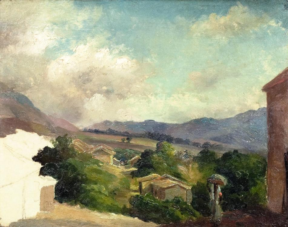 Mountain Landscape at Saint Thomas, Antilles (unfinished) (1854) - Camille Pissarro Tablo