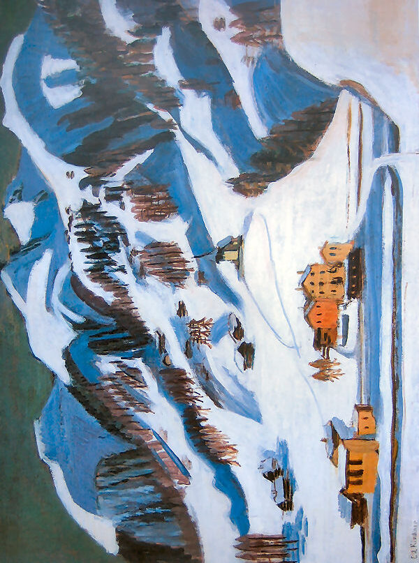 Mountains and Houses in the Snow (1924) - Ernst Ludwig Kirchner Tablo