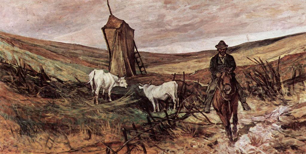 Mounted shepherd and cows (1875) - Giovanni Fattori Tablo