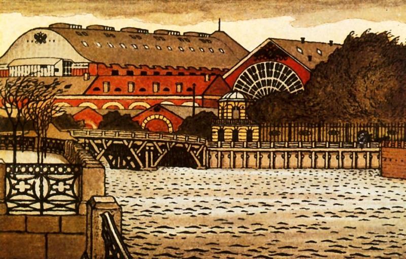 Moyka at the New Admiralty (1903) - Mstislav Dobuzhinsky Tablo