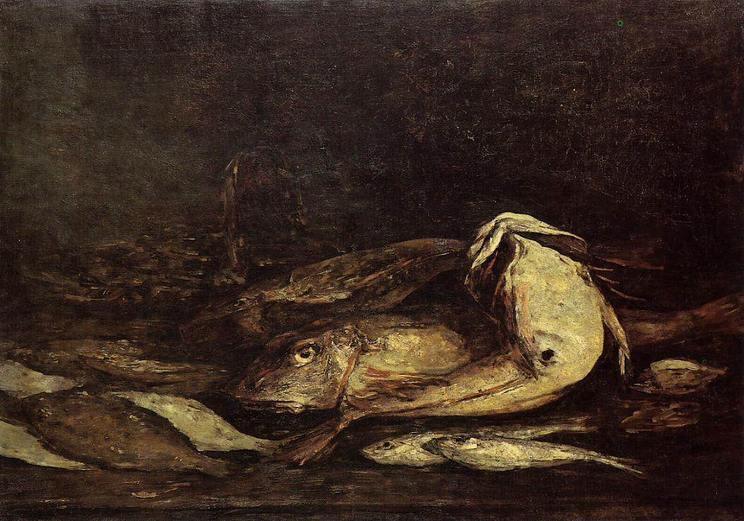 Mullet and Fish (1873) - Eugène Boudin Tablo