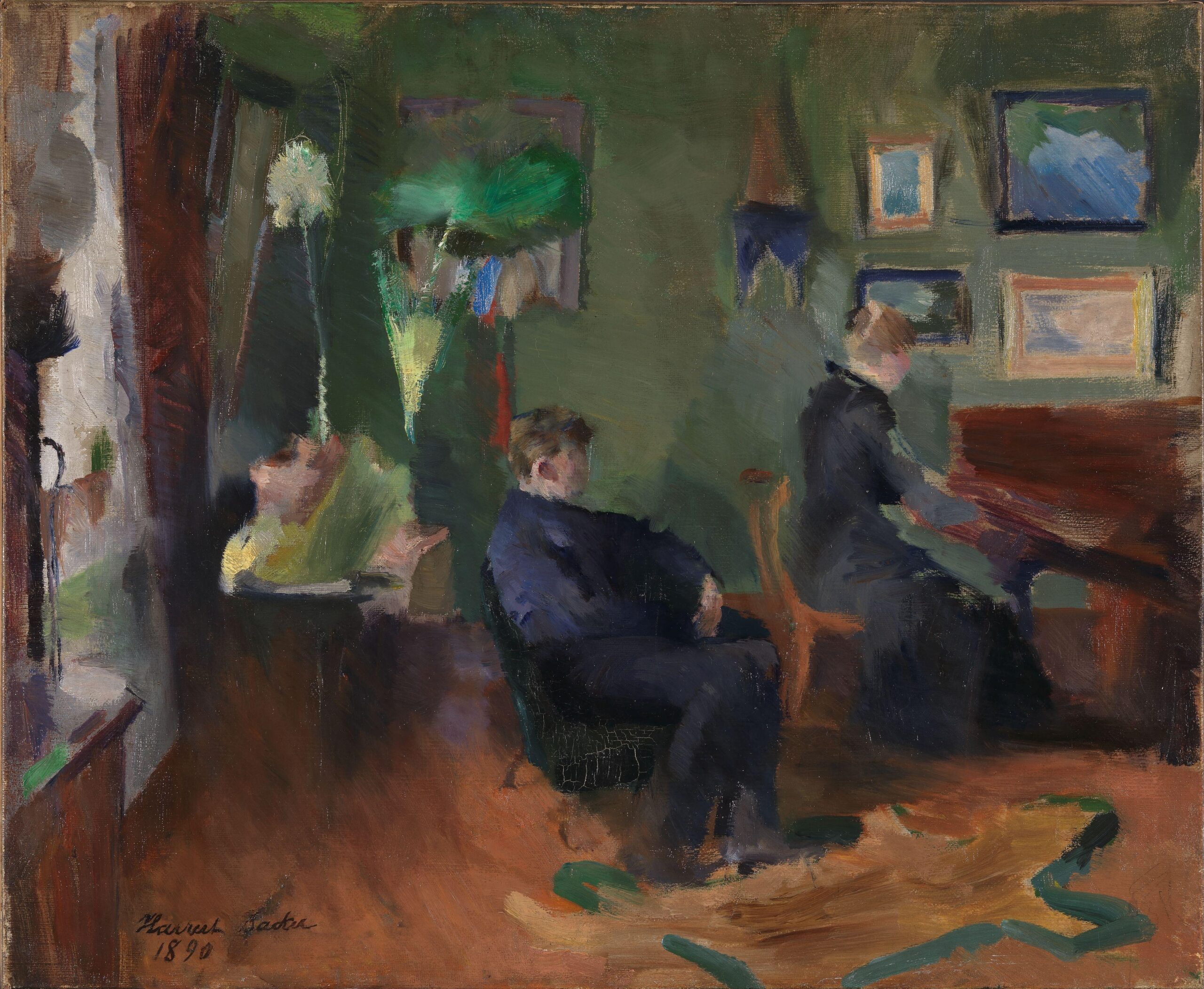 Music, Interior from Kristiania (1890) - Harriet Backer Tablo