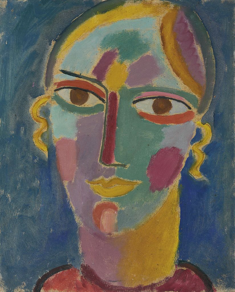 Mystischer Kopf Frauenkopf auf blauem Grund (1917) - Alexej von Jawlensky Tablo