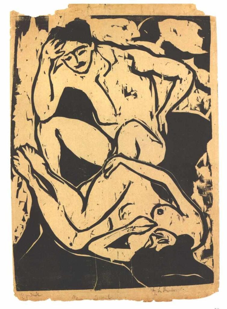 Nacked Couple on a Couch - Ernst Ludwig Kirchner Tablo