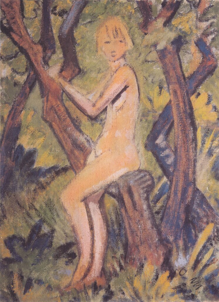 Nacktes Mädchen Auf Baum (1922) - Otto Mueller Tablo
