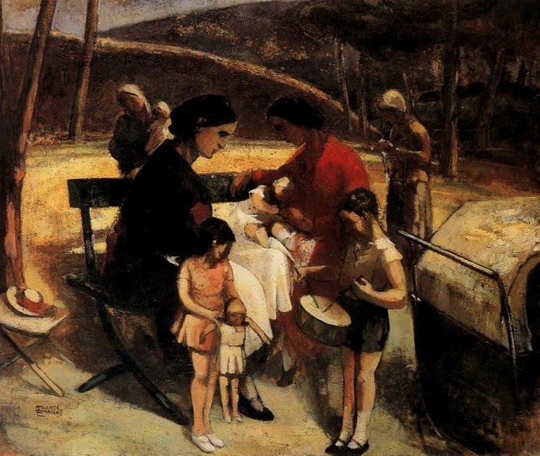 Nannies in the National Garden (1935) - Theophrastos Triantafyllidis Tablo