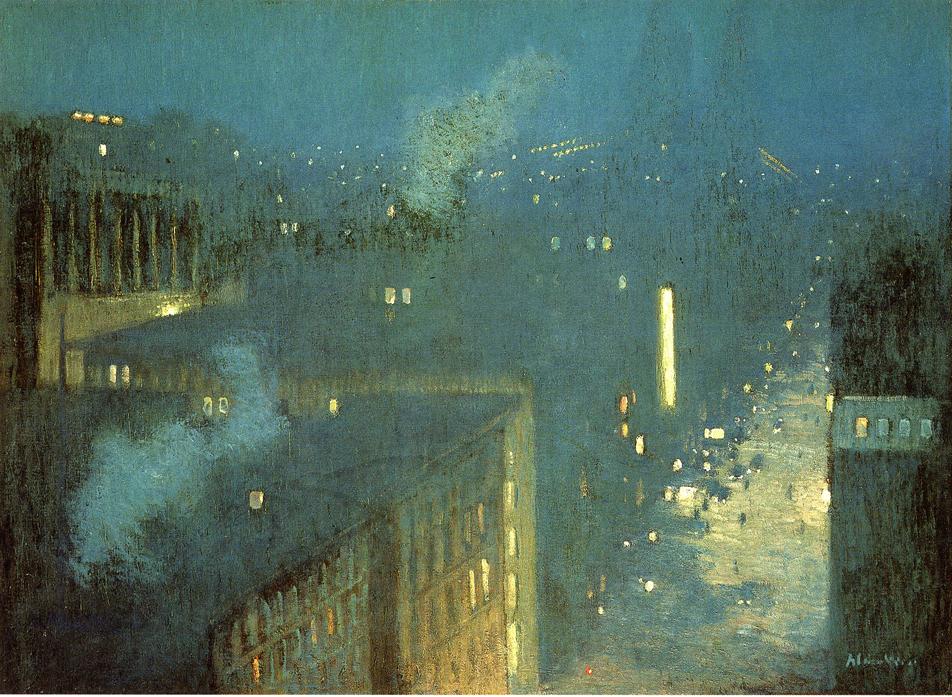 Nocturne Queensboro Bridge (1910) - Julian Alden Weir Tablo