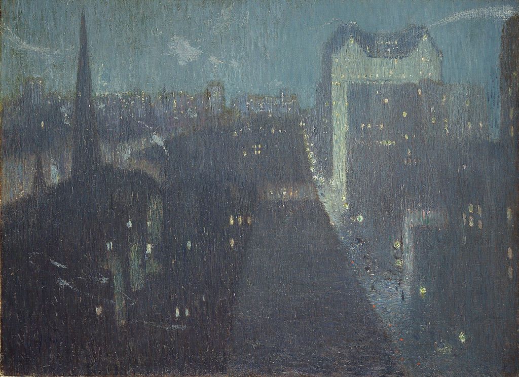 Nocturne The Plaza (1911) - Julian Alden Weir Tablo