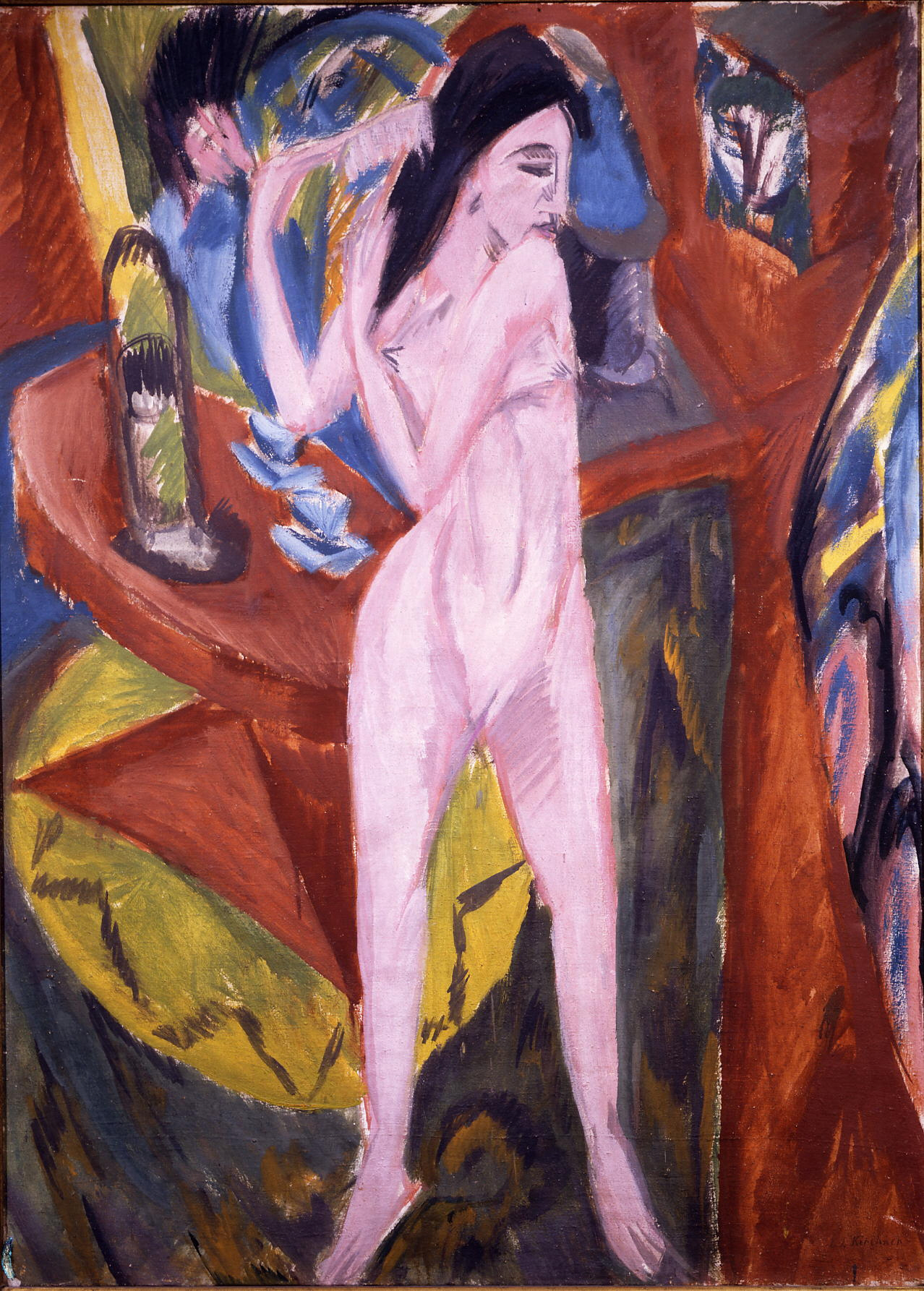 Nude Woman Combing Her Hair (1913) - Ernst Ludwig Kirchner Tablo