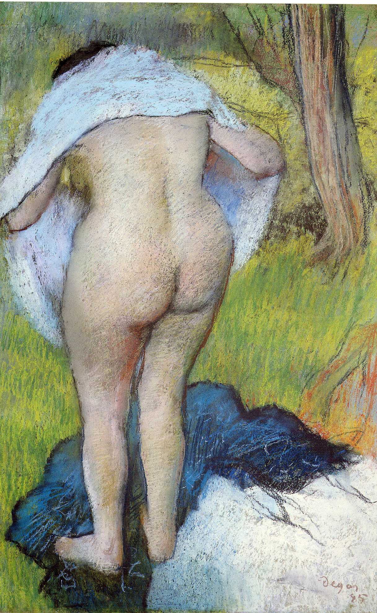 Nude Woman Pulling on Her Clothes (1885) - Edgar Degas Tablo