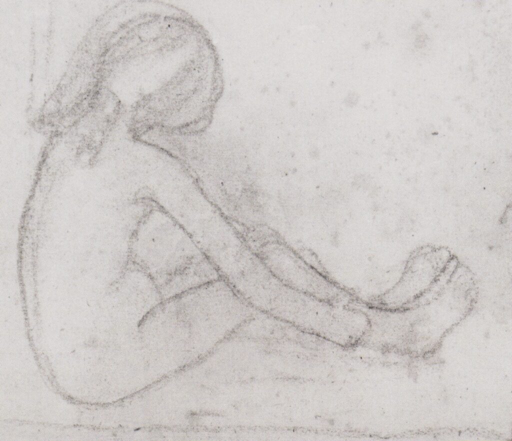 Nude girl sitting on the floor (1904) - Paula Modersohn-Becker Tablo
