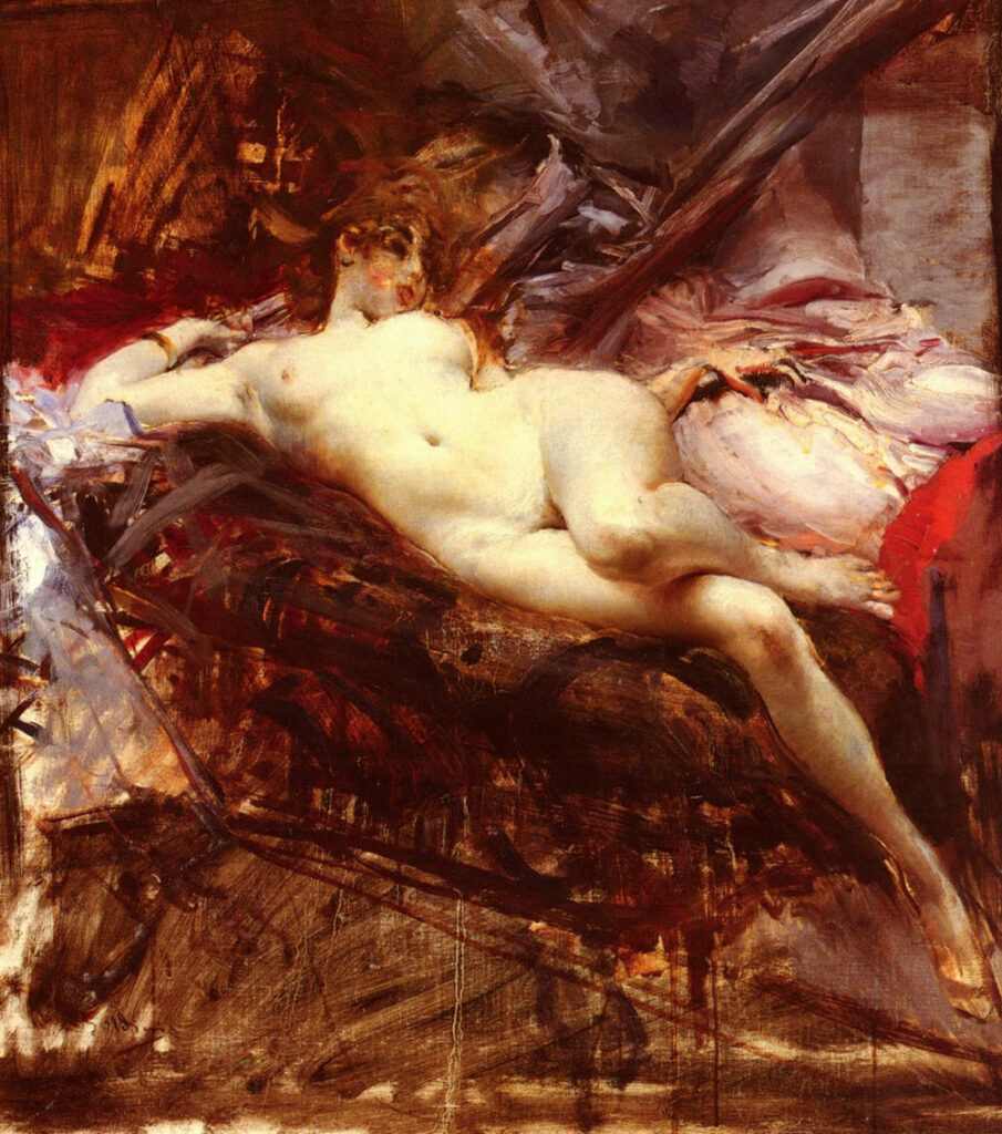 Nude lying down (1890) - Giovanni Boldini Tablo