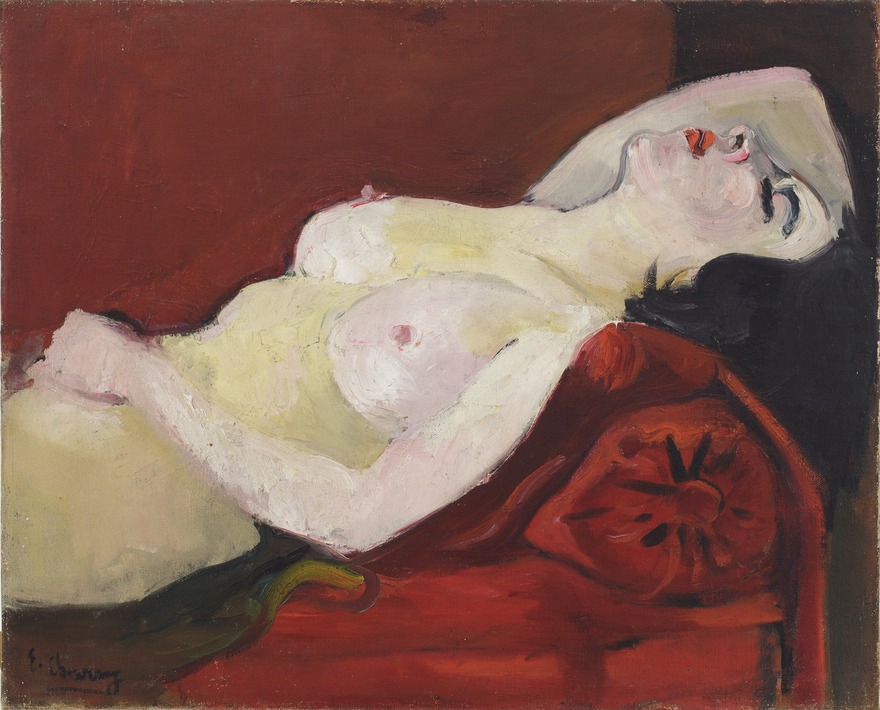 Nude on Red Sofa; Sleeping Nude (1925) - Émilie Charmy Tablo