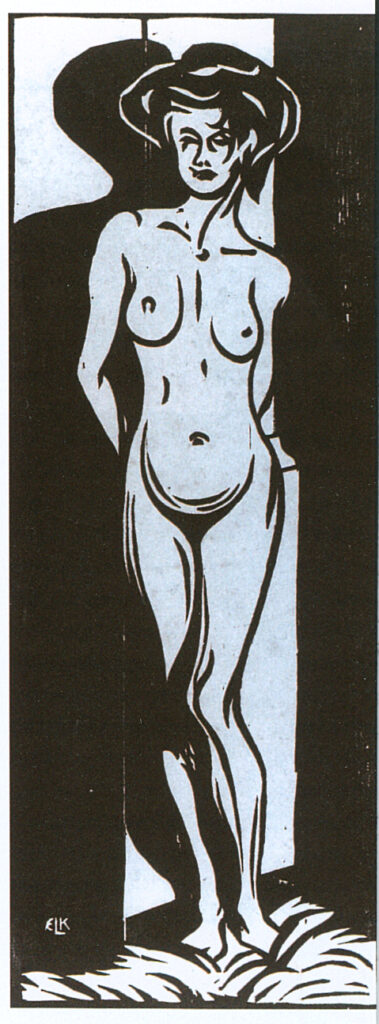 NudeYoung Woman in Front of a Oven (1905) - Ernst Ludwig Kirchner Tablo