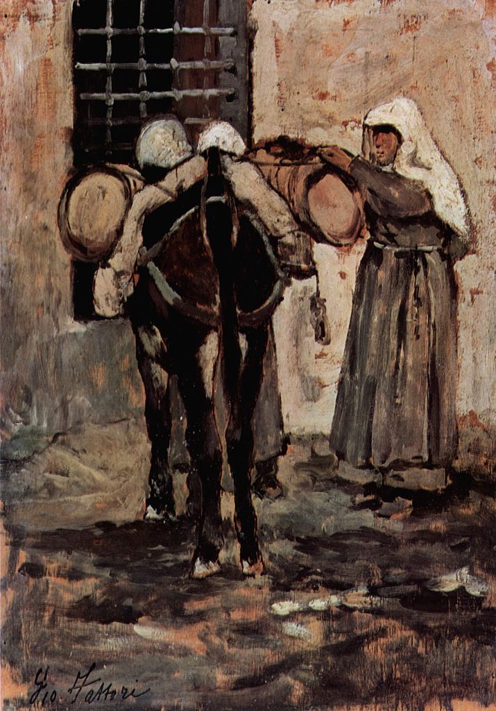 Nun with donkey (1880) - Giovanni Fattori Tablo