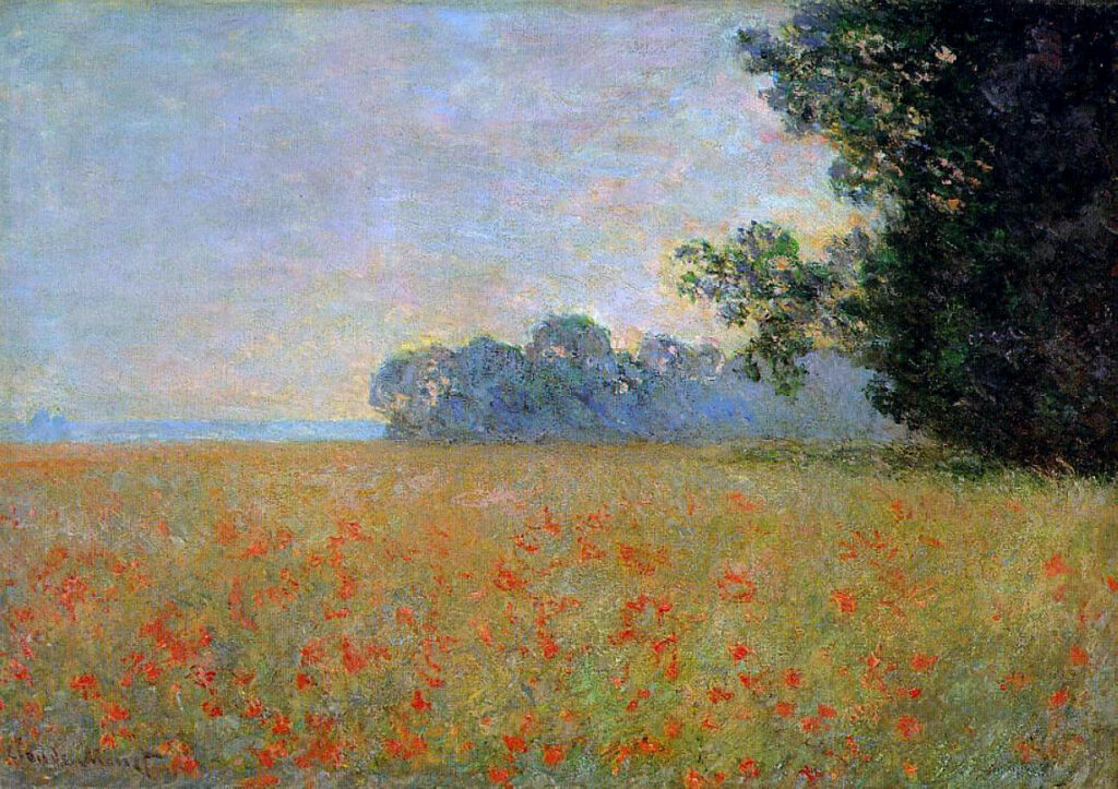 Oat and Poppy Field (1890) - Claude Monet Tablo