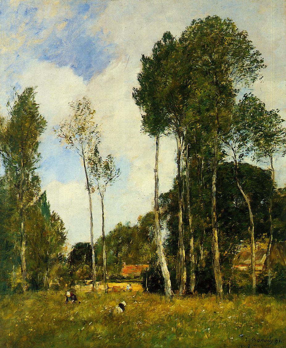 Oiseme, Landscape near Chartres (1891) - Eugène Boudin Tablo