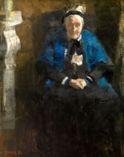 Old Lady with Blue Shawl (The Artist's Grandmother) (1881) - James Ensor Tablo