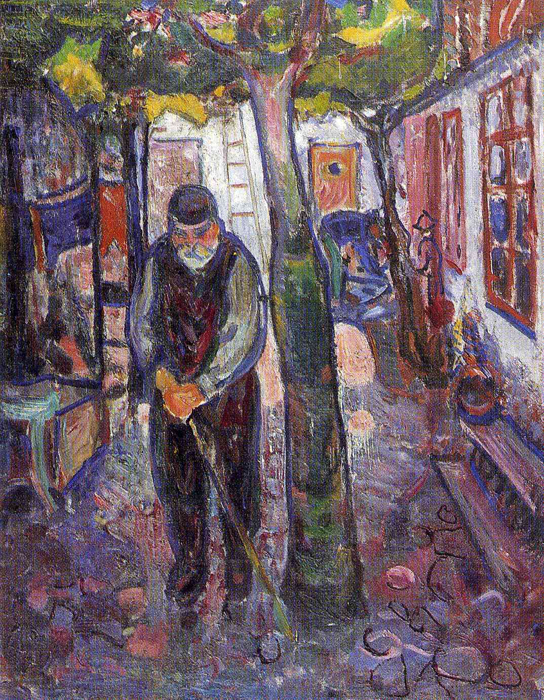 Old Man in Warnemunde (1907) - Edvard Munch Tablo