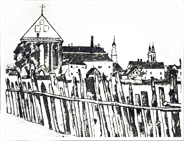 Old city in Kaunas (1930) - Mstislav Dobuzhinsky Tablo
