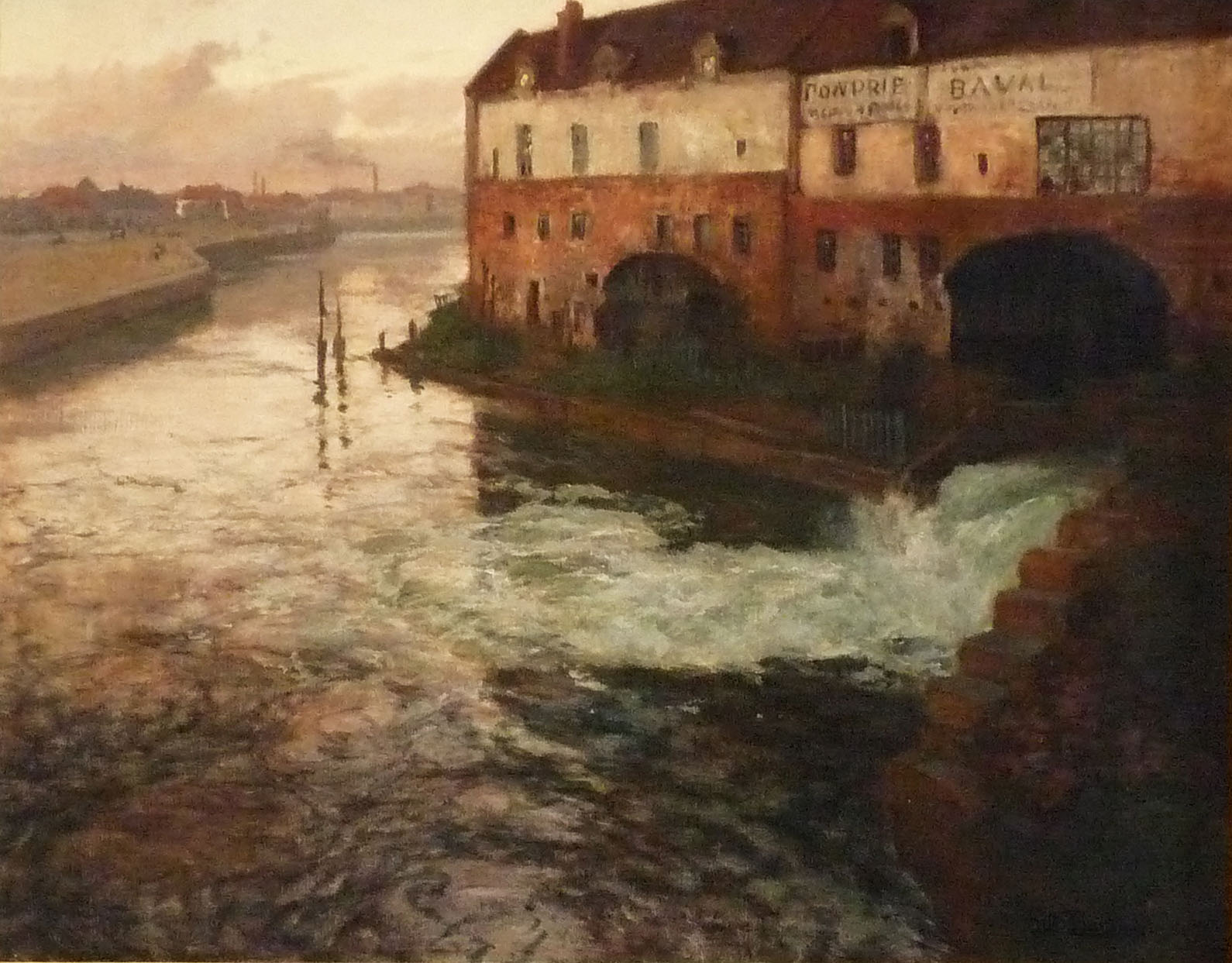 Old factory on the Somme (Evening) (1906) - Frits Thaulow Tablo