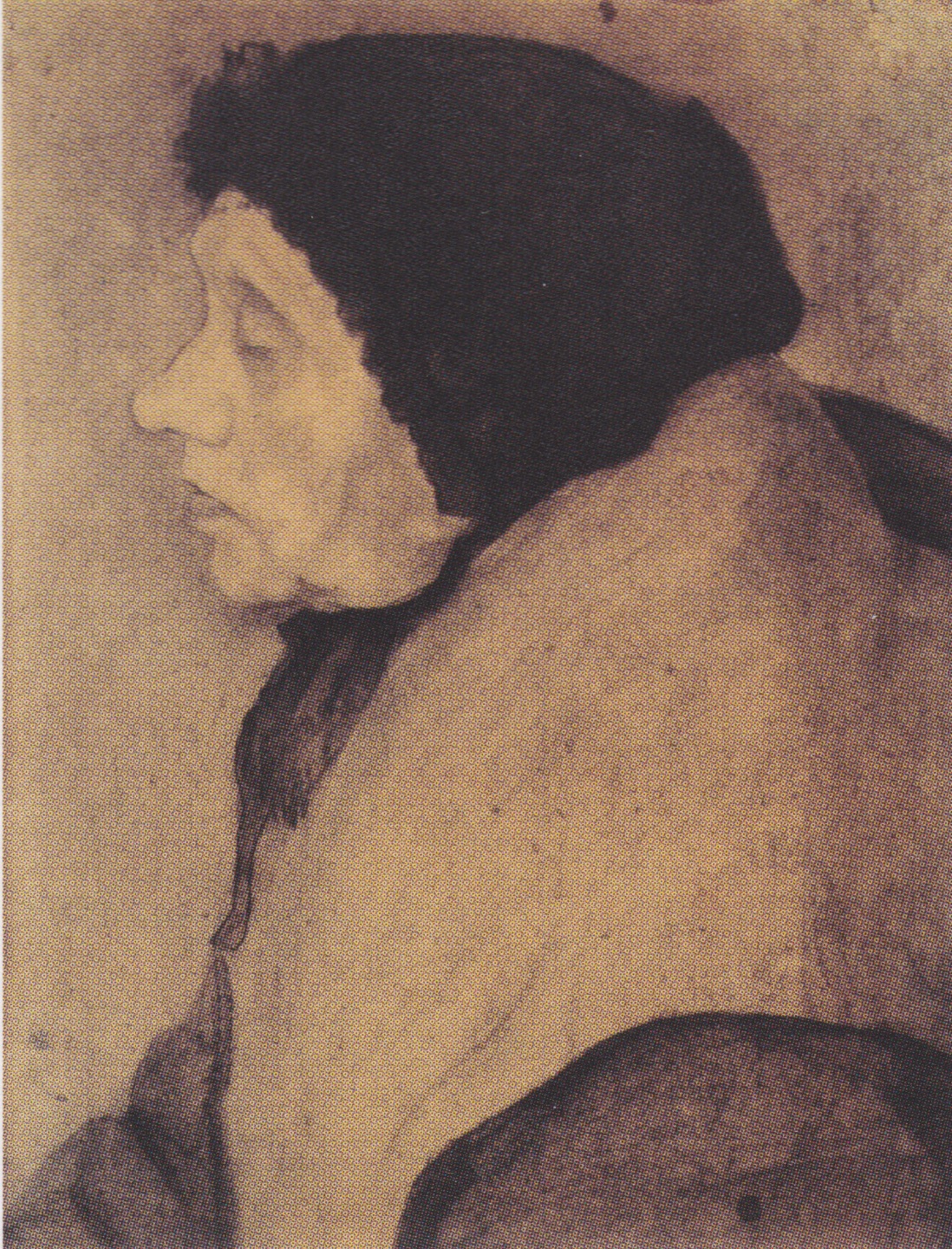 Old woman with a bonnet in profile to the left (1899) - Paula Modersohn-Becker Tablo