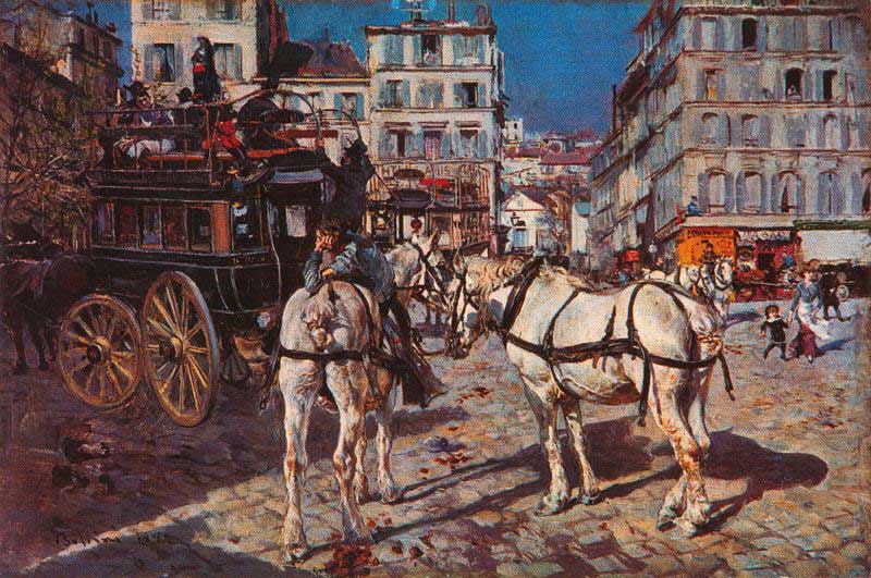 Omnibus in Place Pigalle in Paris (1882) - Giovanni Boldini Tablo
