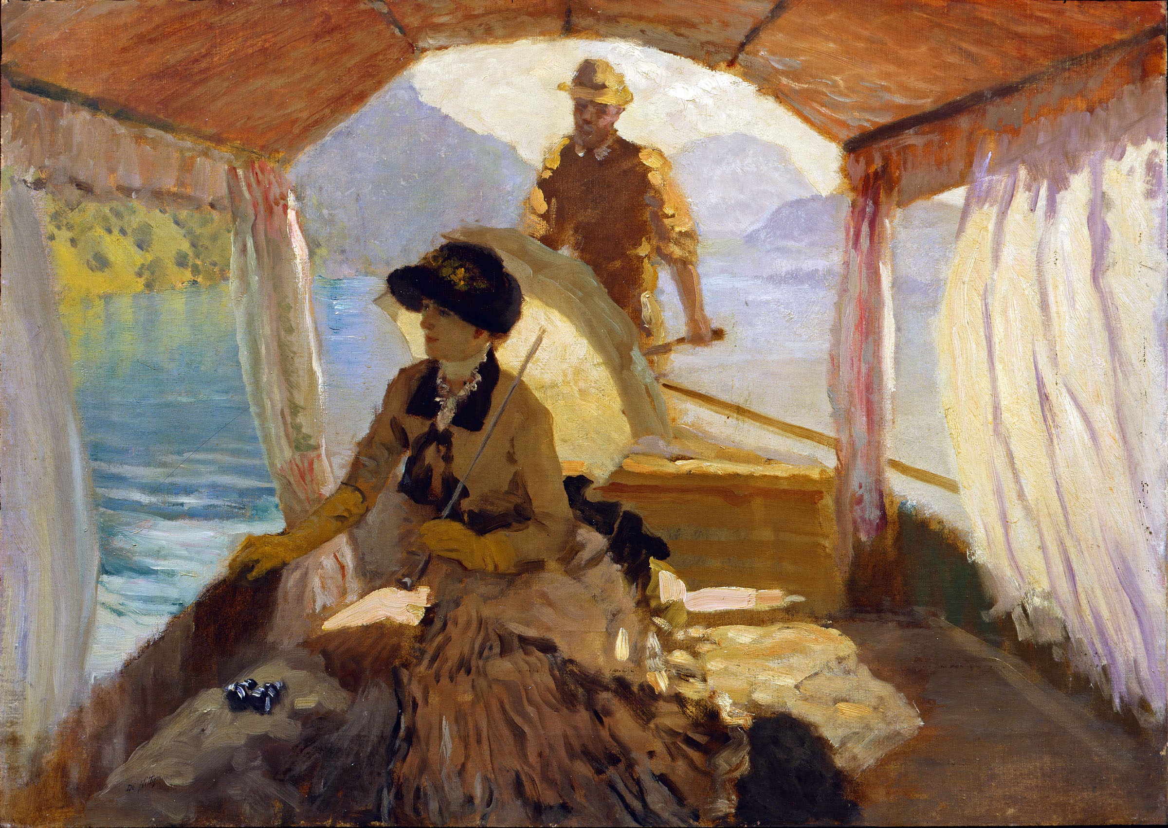 On Lake Lucerne (1881) - Giuseppe De Nittis Tablo