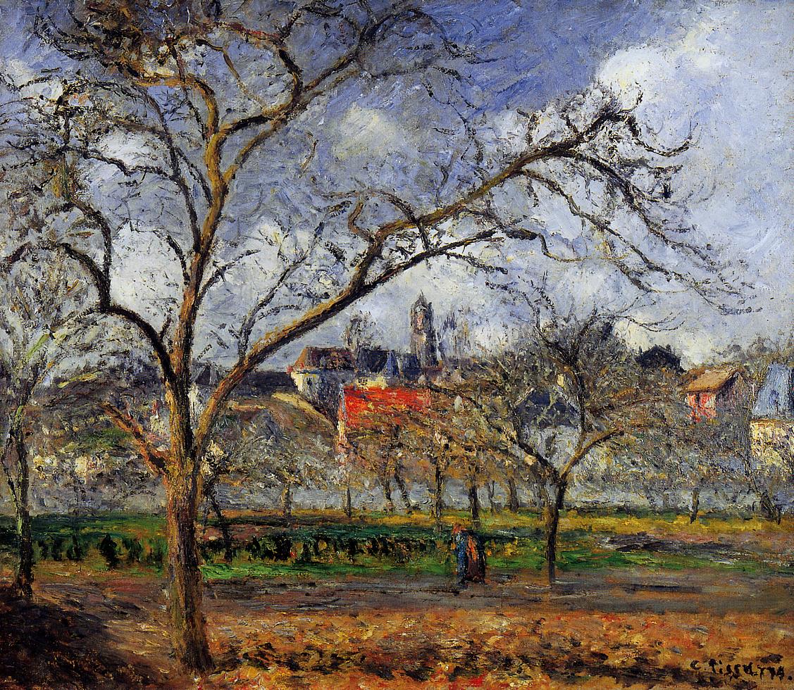 On Orchard in Pontoise in Winter (1877) - Camille Pissarro Tablo