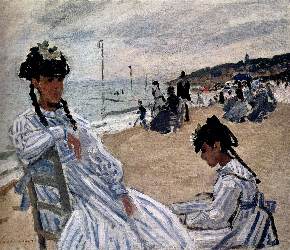 On The Beach At Trouville (1870) - Claude Monet Tablo