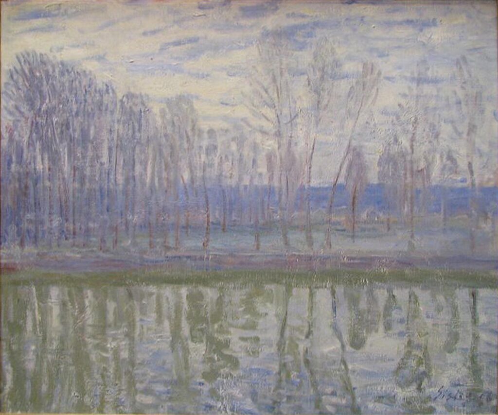 On the Banks of the River Loing – Alfred Sisley Tablo