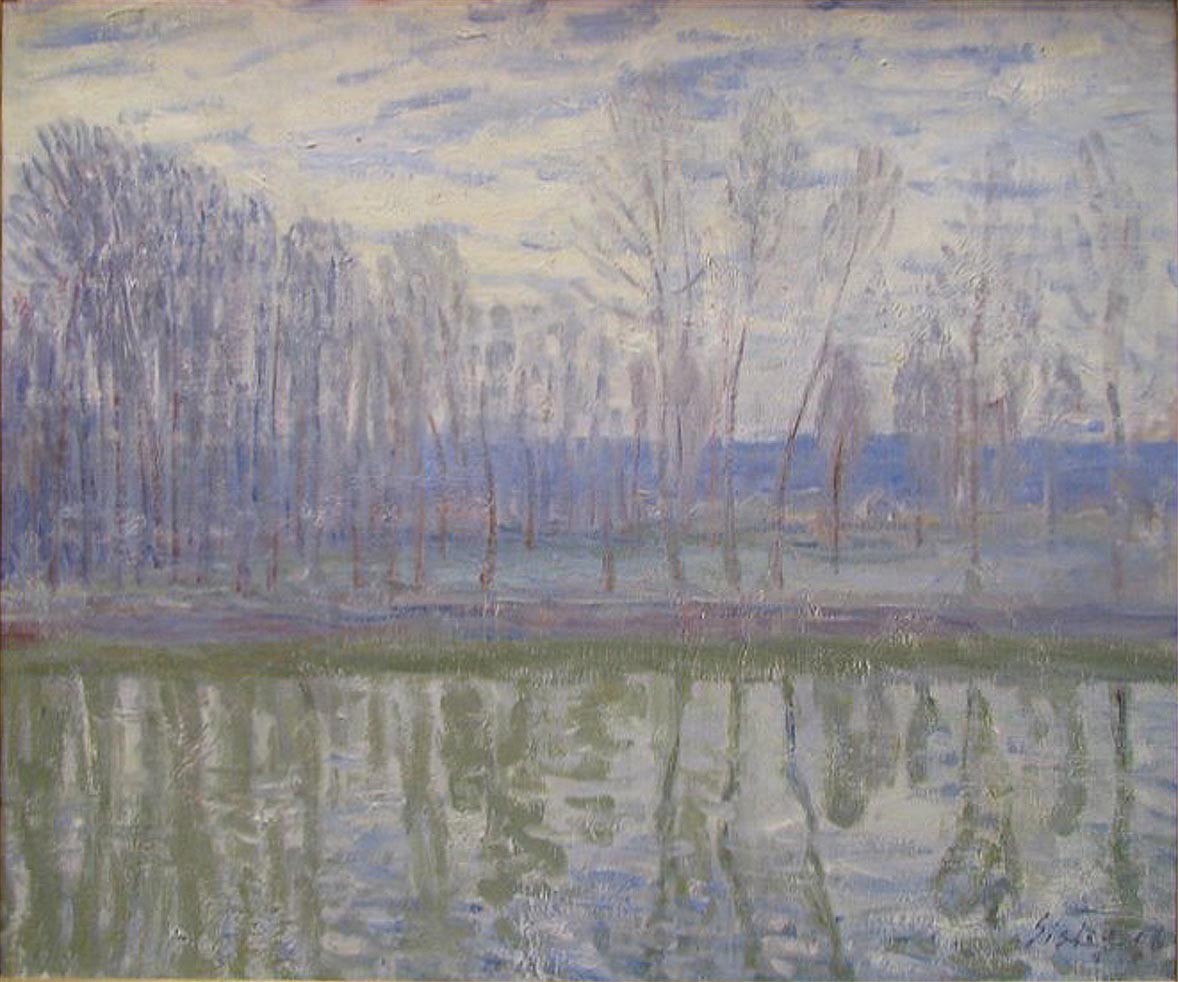 On the Banks of the River Loing - Alfred Sisley Tablo