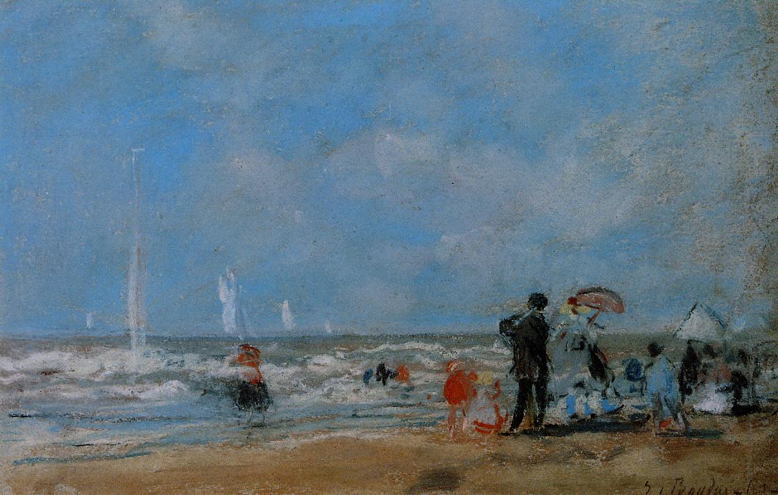 On the Beach (1863) - Eugène Boudin Tablo