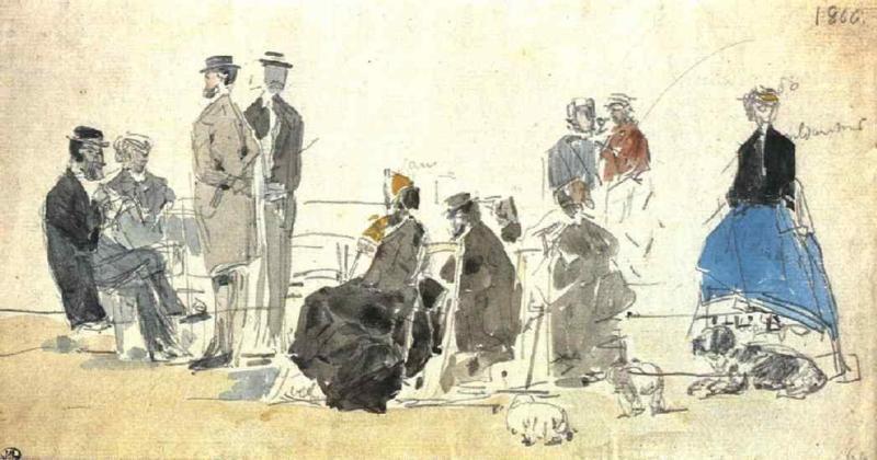On the Beach (1866) - Eugène Boudin Tablo