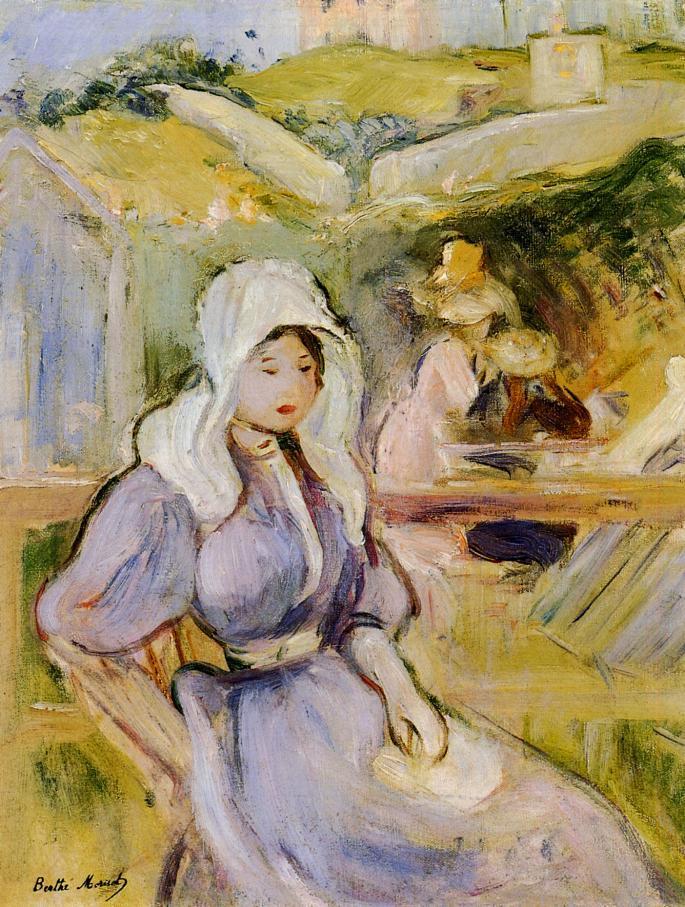 On the Beach at Portrieux (1894) - Berthe Morisot Tablo