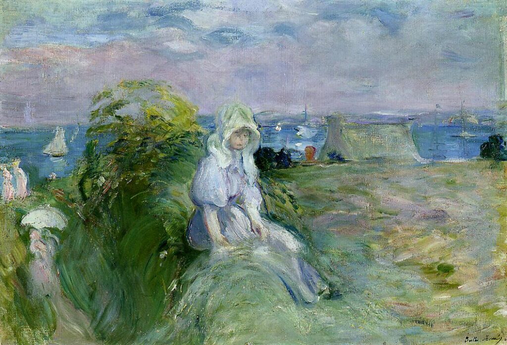 On the Cliff at Portrieux (1894) - Berthe Morisot Tablo