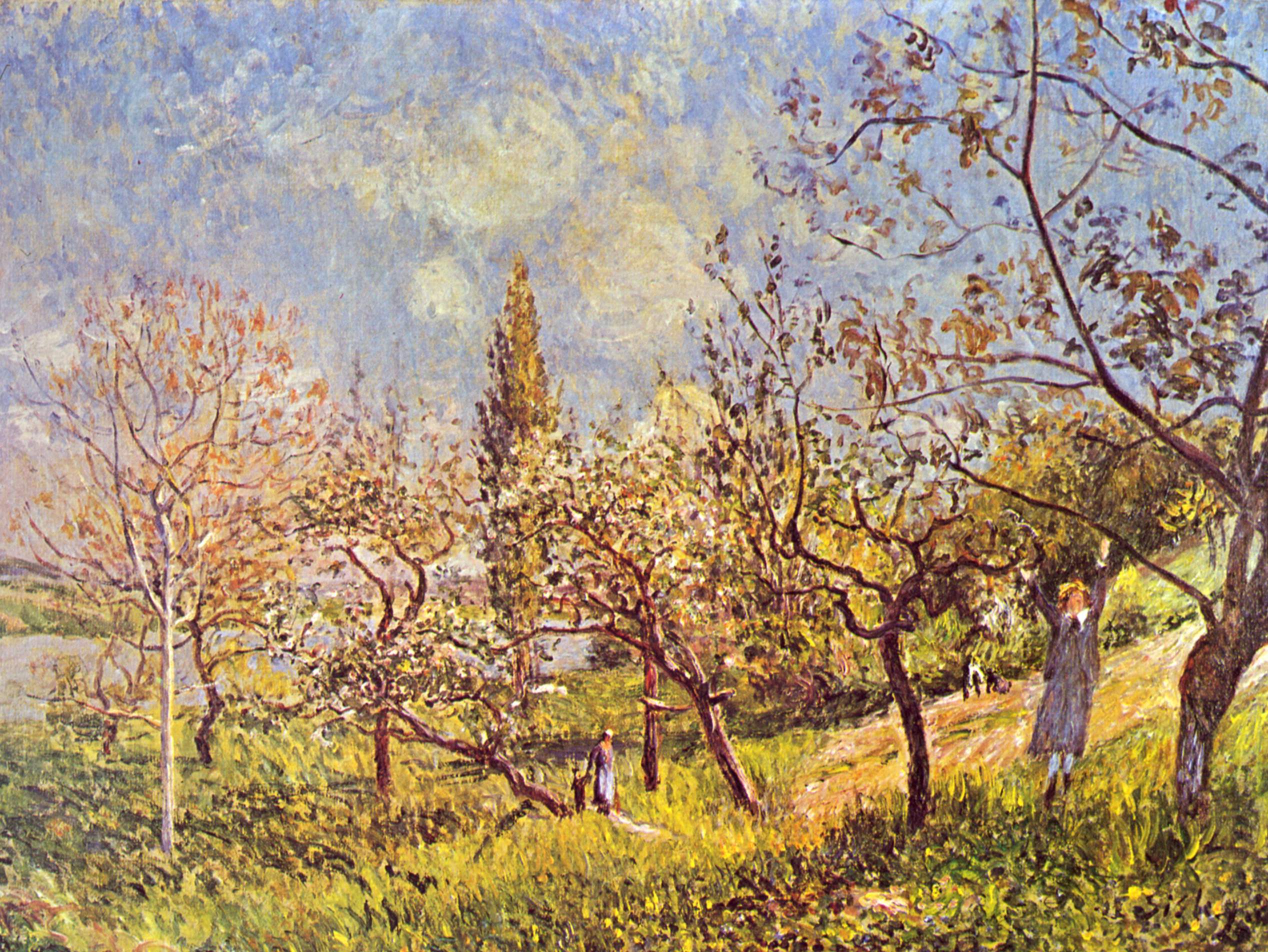 Orchard in spring (1881) - Alfred Sisley Tablo