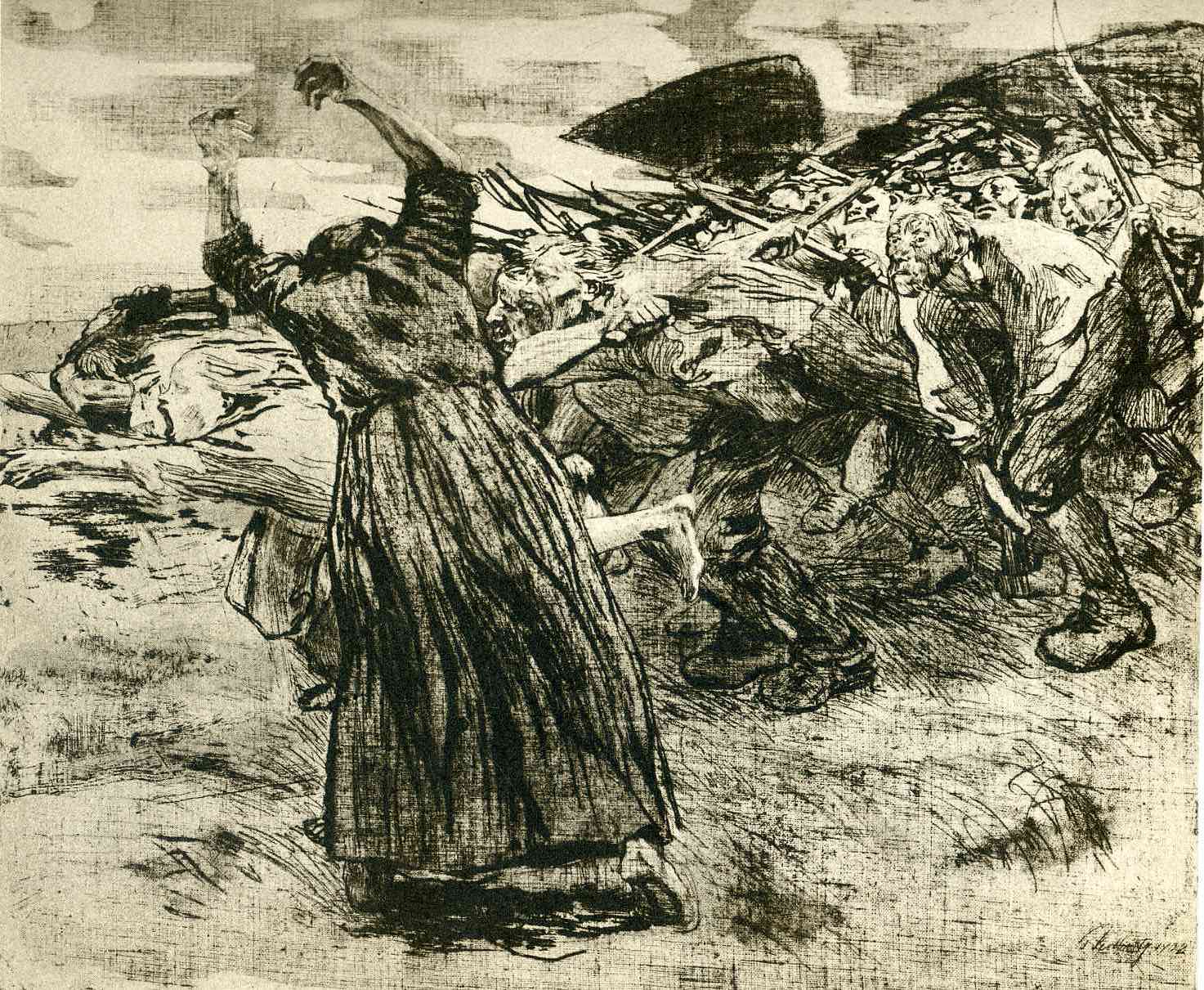 Outbreak (1908) - Käthe Kollwitz Tablo