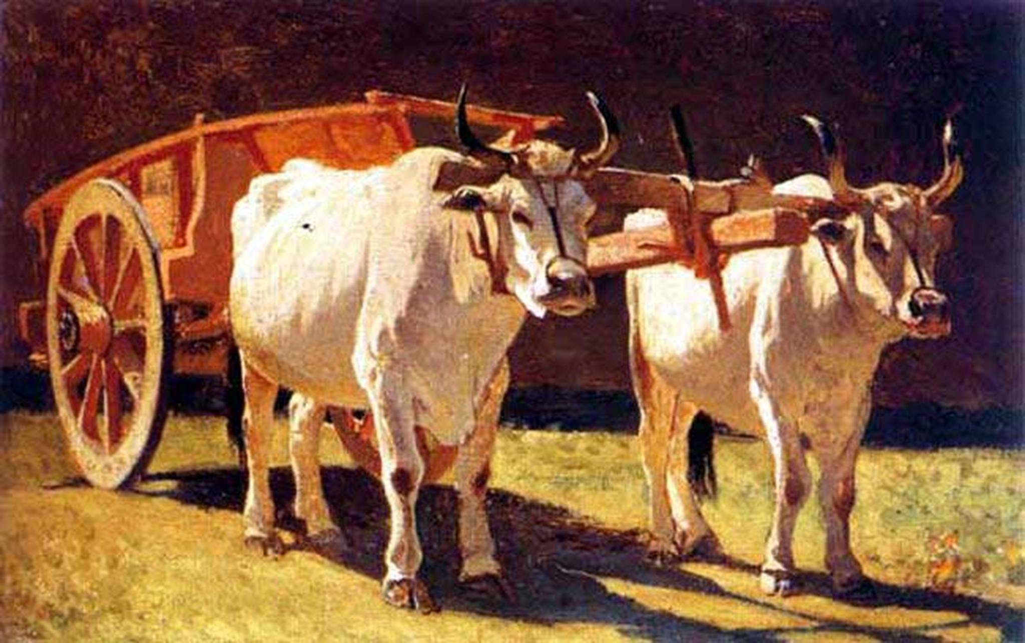 Oxen and Cart (1867) - Giuseppe Abbati Tablo
